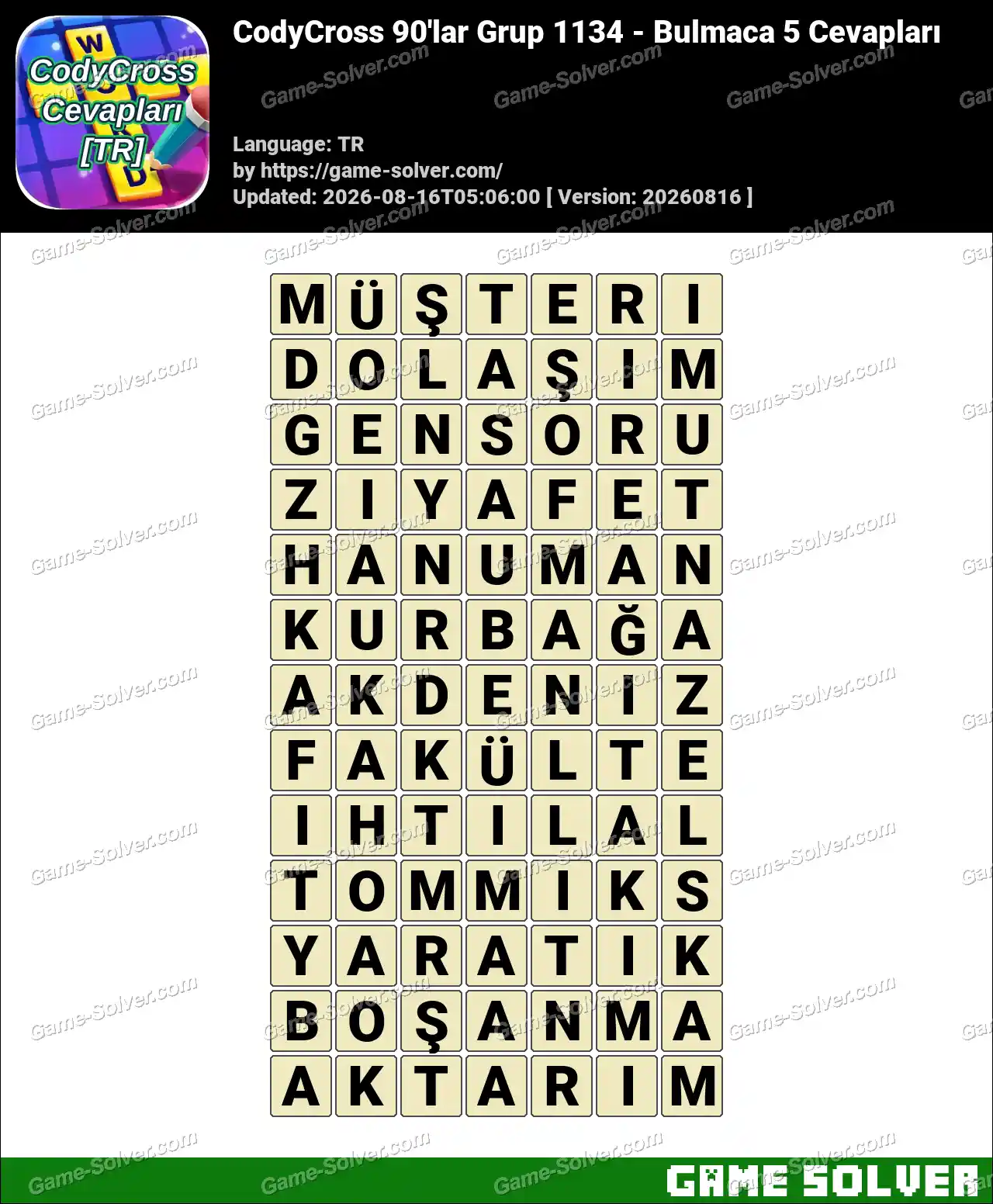 CodyCross 90’lar Grup 1134 – Bulmaca 5 Cevapları